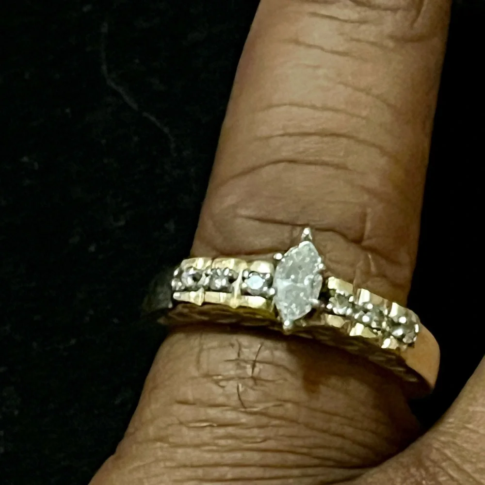 14K Yellow Gold Marquise Cut Natural Diamond Ring – 3.77g Size 7 - Picture 15 of 17
